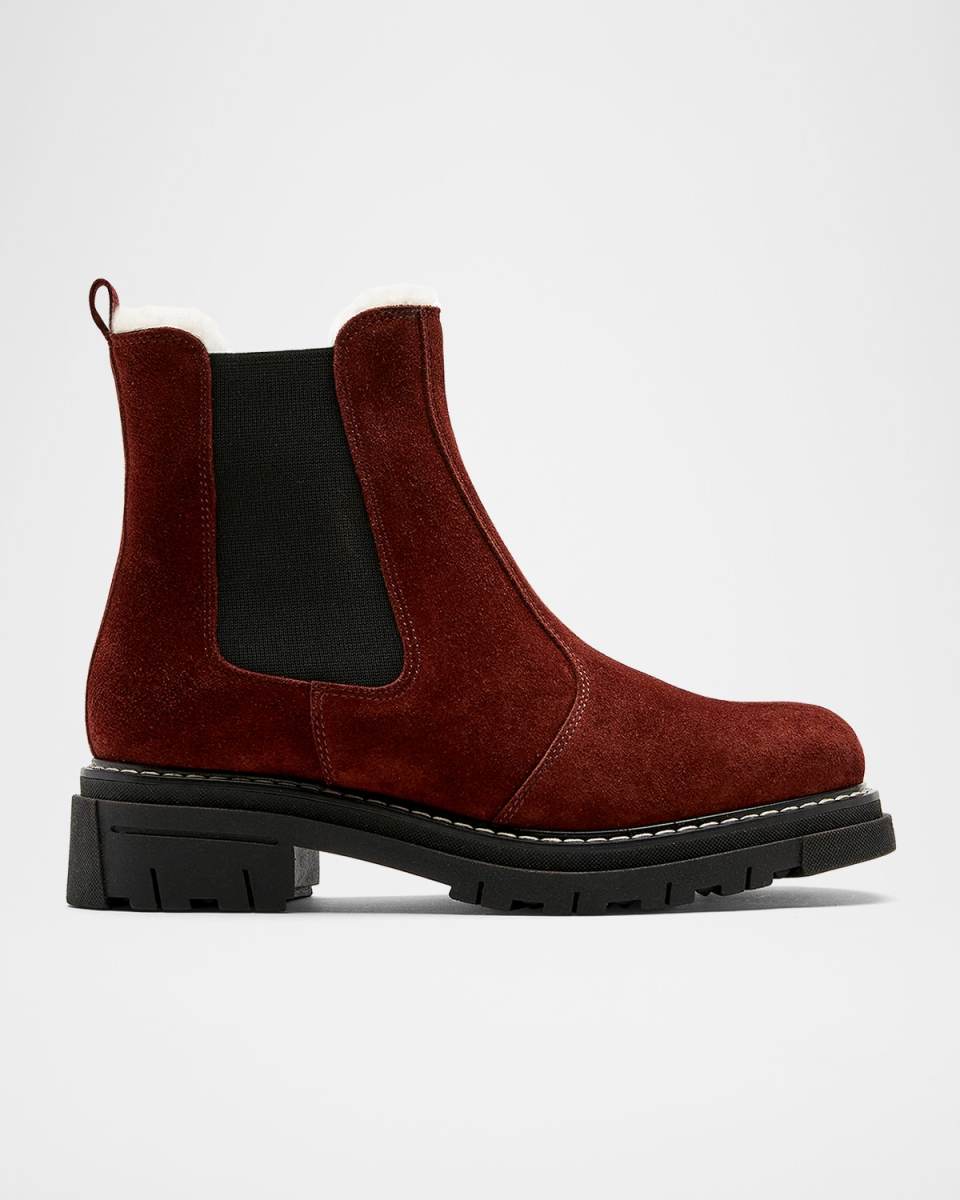 Derrick Shearling-Lined Suede Chelsea Booties